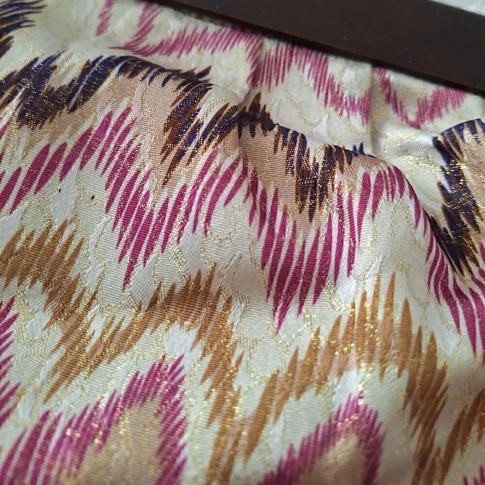 Aldo clutch shimmery multicolor fabric with wood handle